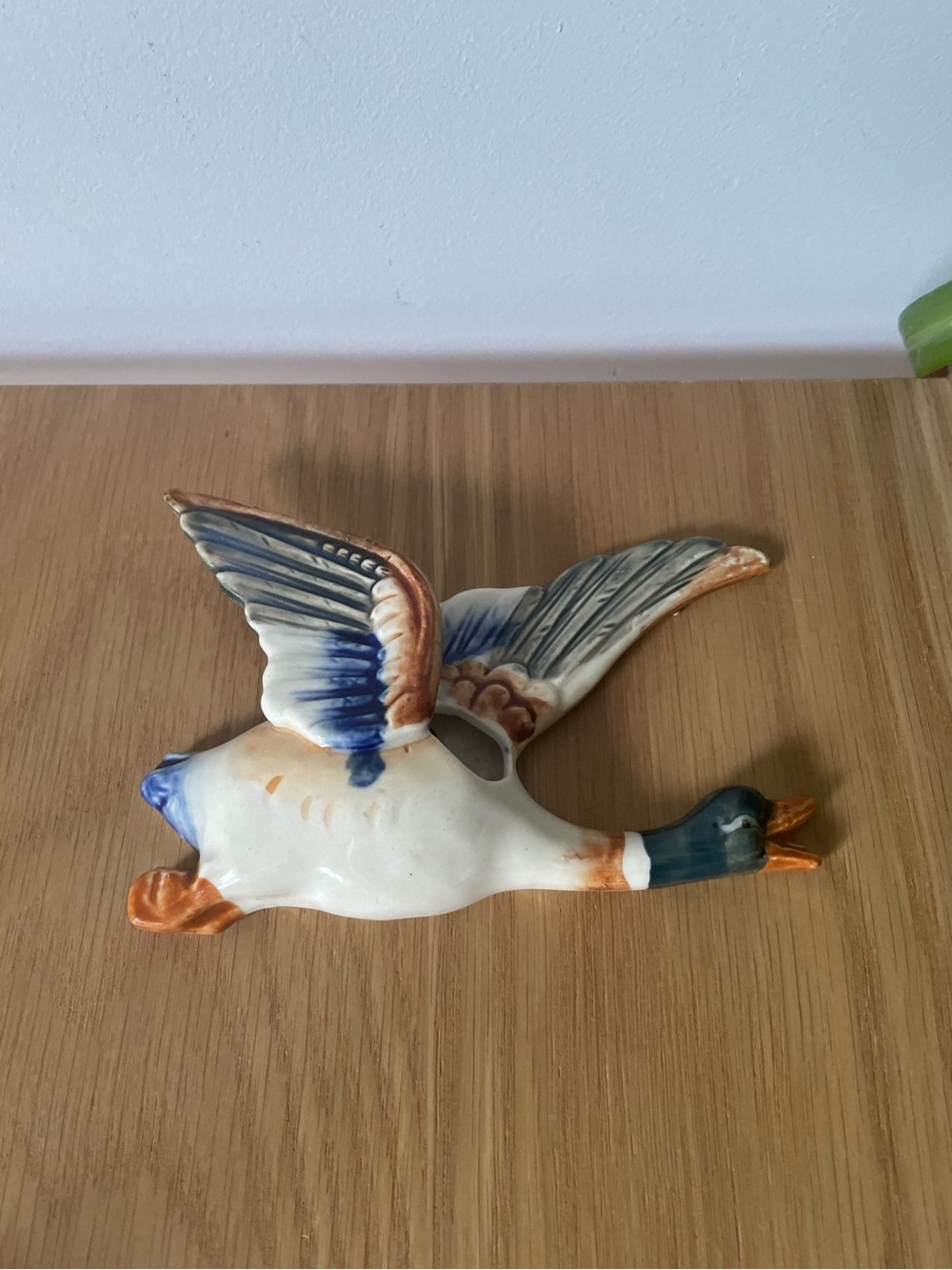 Vintage MCM Flying Mallard Duck Ceramic Wall Pocket Occupied Japan